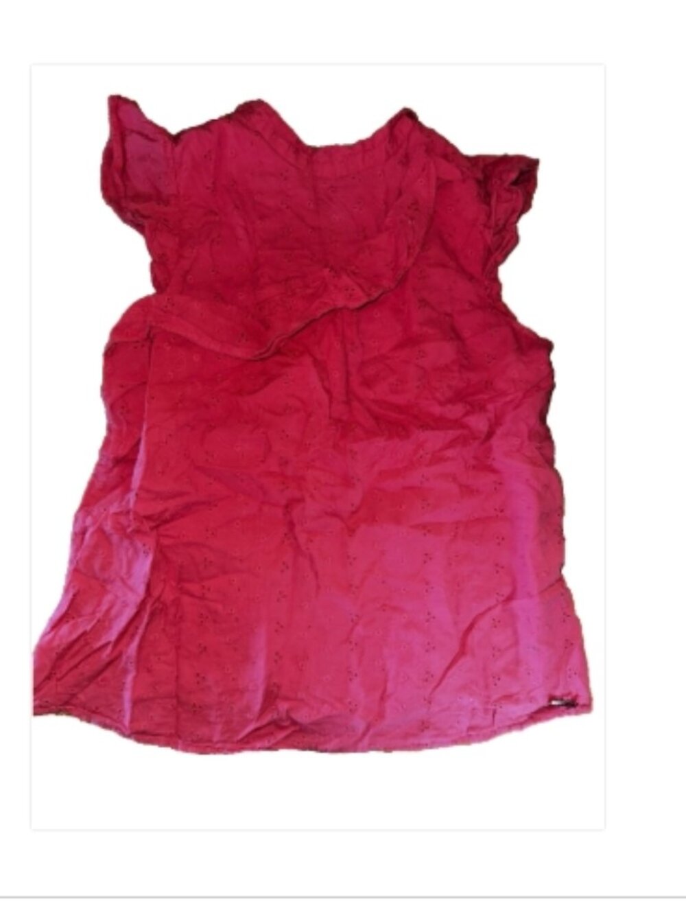 Coupe Collection Pink Eyelet Ruffle Sleeveless Blouse Top Size Small